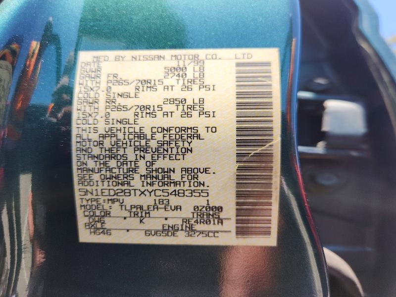 Продажа на аукционе авто 2000 Nissan Xterra, vin: 5N1ED28TXYC548355, номер лота: 61321766