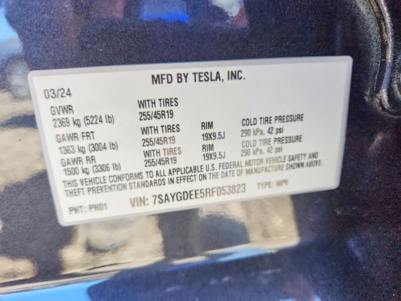 Aukcja sprzedaży 2024 Tesla Model Y, vin: 7SAYGDEE5RF053823, numer aukcji: 60746366