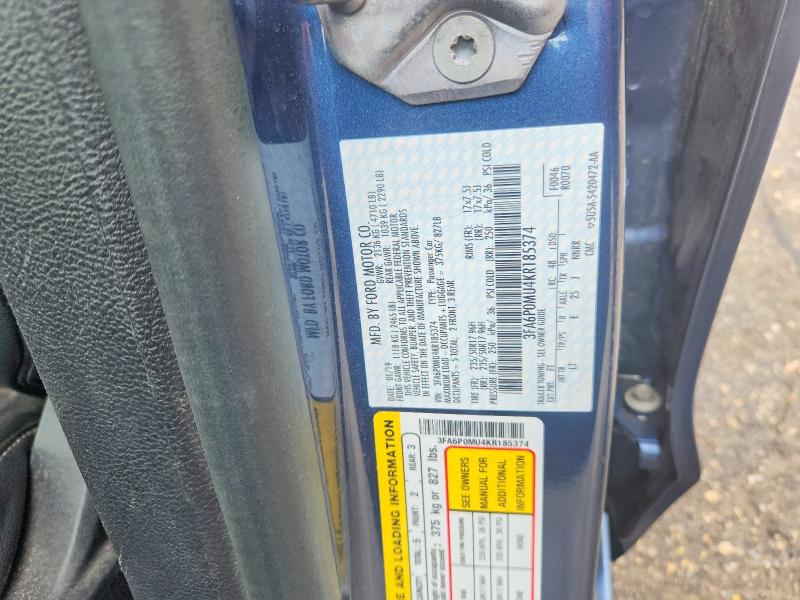 Продаж на аукціоні авто 2019 Ford Fusion, vin: 3FA6P0MU4KR185374, номер лоту: 61588736