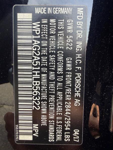 61509366 :رقم المزاد ، WP1AG2A51HLB56322 vin ، 2017 Porsche Macan مزاد بيع