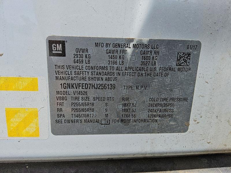 61895686 :رقم المزاد ، 1GNKVFED7HJ256139 vin ، 2017 Chevrolet Traverse مزاد بيع