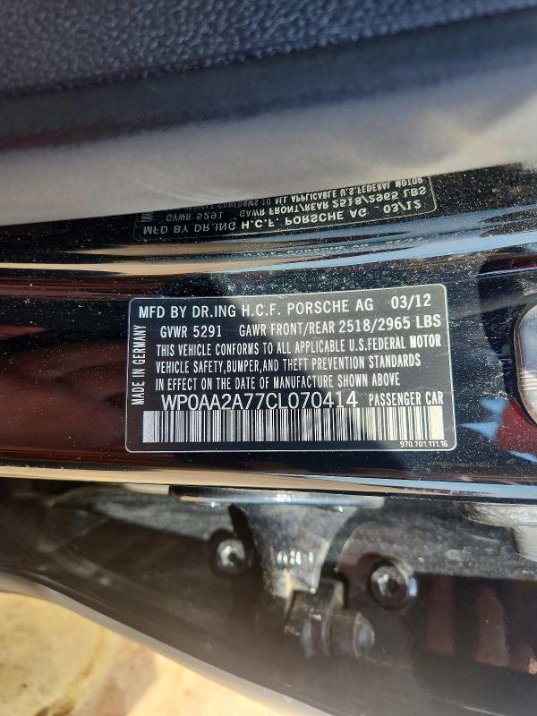 60523376 :رقم المزاد ، WP0AA2A77CL070414 vin ، 2012 Porsche Panamera مزاد بيع