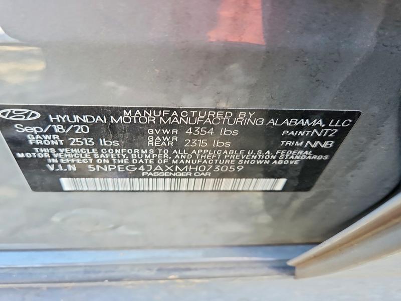 60191816 :رقم المزاد ، 5NPEG4JAXMH073059 vin ، 2021 Hyundai Sonata مزاد بيع