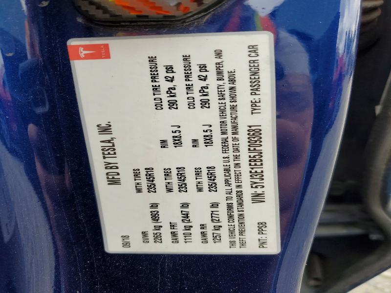 Продажа на аукционе авто 2018 Tesla Model 3, vin: 5YJ3E1EB5JF093681, номер лота: 60504666