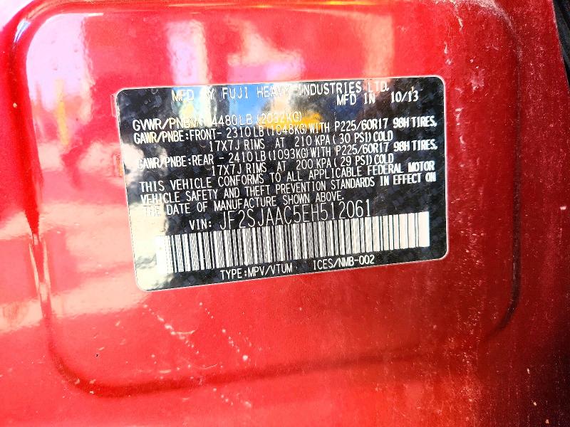 Продаж на аукціоні авто 2014 Subaru Forester, vin: JF2SJAAC5EH512061, номер лоту: 74621775