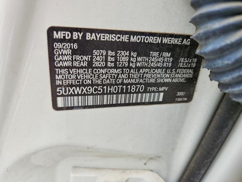 Aukcja sprzedaży 2017 Bmw X3, vin: 5UXWX9C51H0T11870, numer aukcji: 62307566