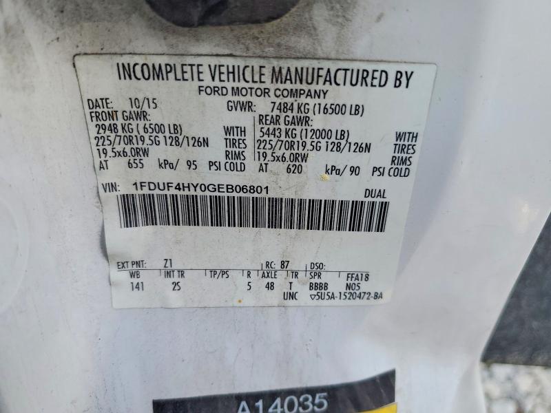2016 Ford F450 მანქანა იყიდება აუქციონზე, vin: 1FDUF4HY0GEB06801, აუქციონის ნომერი: 68699876
