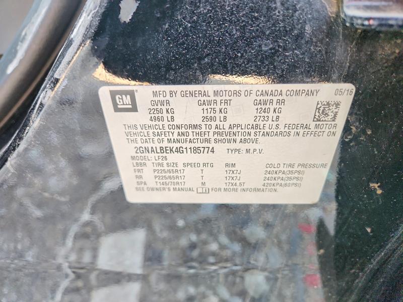 61026726 :رقم المزاد ، 2GNALBEK4G1185774 vin ، 2016 Chevrolet Equinox مزاد بيع
