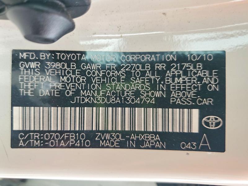 Aukcja sprzedaży 2010 Toyota Prius, vin: JTDKN3DU8A1304794, numer aukcji: 61437636