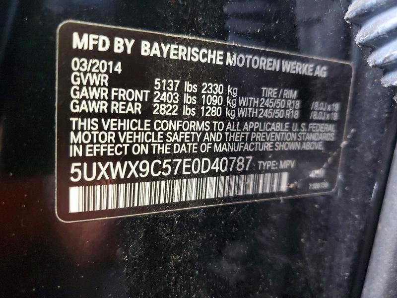 Aukcja sprzedaży 2014 Bmw X3, vin: 5UXWX9C57E0D40787, numer aukcji: 59217306