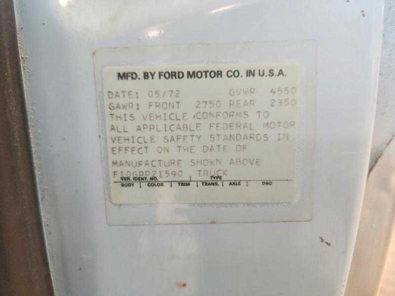 59354116 :رقم المزاد ، F10GPP21590 vin ، 1972 Ford F100 مزاد بيع