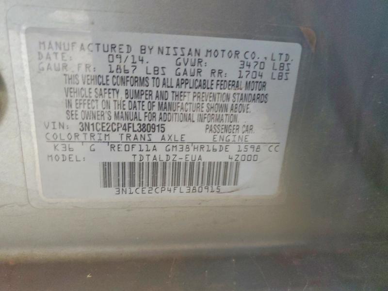 Продажа на аукционе авто 2015 Nissan Versa Note, vin: 3N1CE2CP4FL380915, номер лота: 61582566
