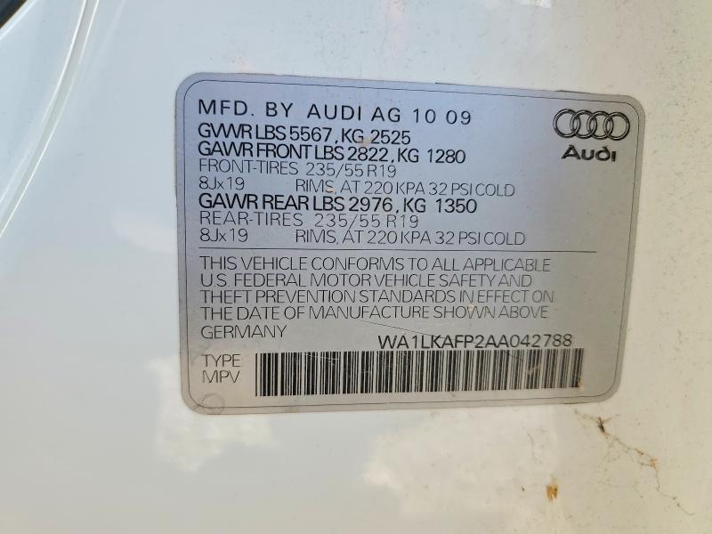 Aukcja sprzedaży 2010 Audi Q5, vin: WA1LKAFP2AA042788, numer aukcji: 61008306