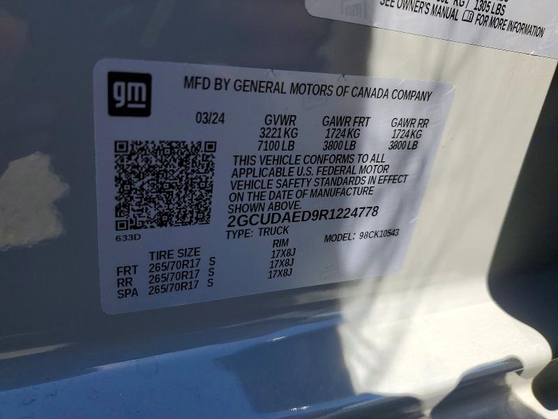 Продажа на аукционе авто 2024 Chevrolet Silverado, vin: 2GCUDAED9R1224778, номер лота: 62663316