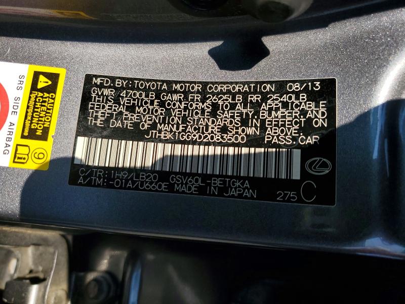Aukcja sprzedaży 2013 Lexus Es, vin: JTHBK1GG9D2083500, numer aukcji: 61117976
