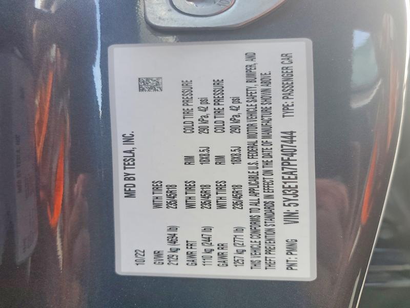 Aukcja sprzedaży 2023 Tesla Model 3, vin: 5YJ3E1EA7PF407444, numer aukcji: 60745326