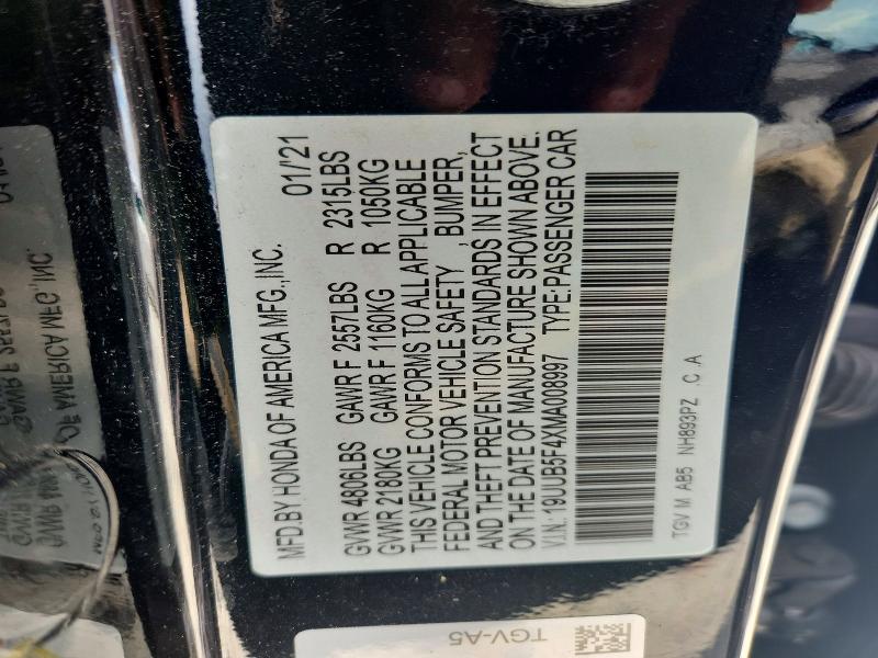 Aukcja sprzedaży 2021 Acura Tlx, vin: 19UUB5F4XMA008997, numer aukcji: 59958626