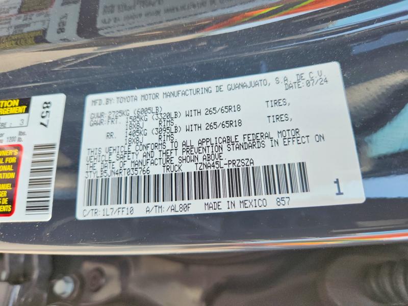 2024 Toyota Tacoma მანქანა იყიდება აუქციონზე, vin: 3TYLB5JN4RT035766, აუქციონის ნომერი: 60942416