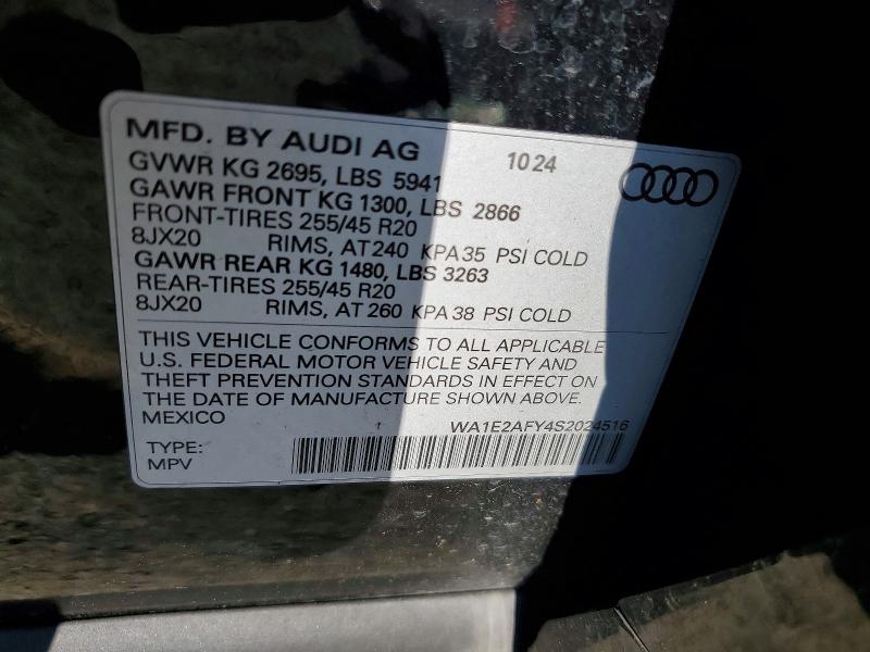 2025 Audi Q5 E მანქანა იყიდება აუქციონზე, vin: WA1E2AFY4S2024516, აუქციონის ნომერი: 59859566