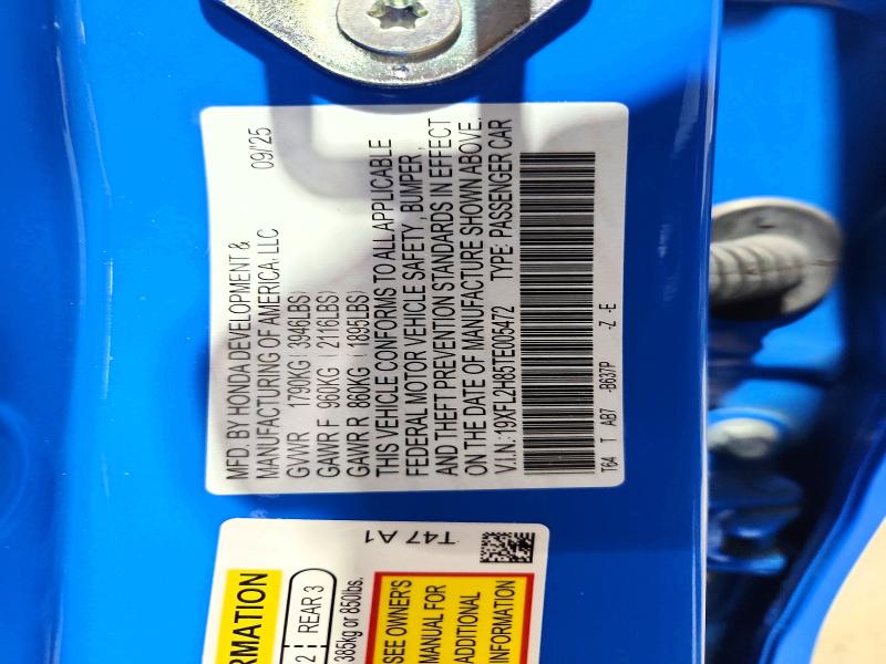 Продажа на аукционе авто 2026 Honda Civic, vin: 19XFL2H85TE005472, номер лота: 61960216