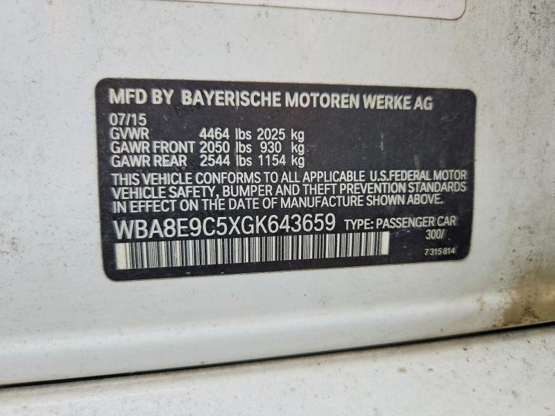60889556 :رقم المزاد ، WBA8E9C5XGK643659 vin ، 2016 Bmw 328 مزاد بيع