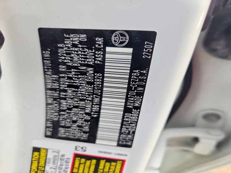 61606366 :رقم المزاد ، 4T1B61HK7JU128826 vin ، 2018 Toyota Camry مزاد بيع