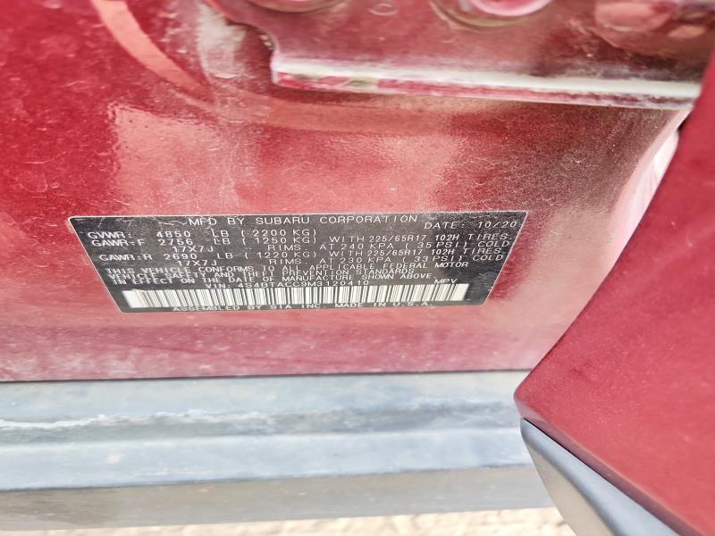 2021 Subaru Outback მანქანა იყიდება აუქციონზე, vin: 4S4BTACC9M3120410, აუქციონის ნომერი: 58436536