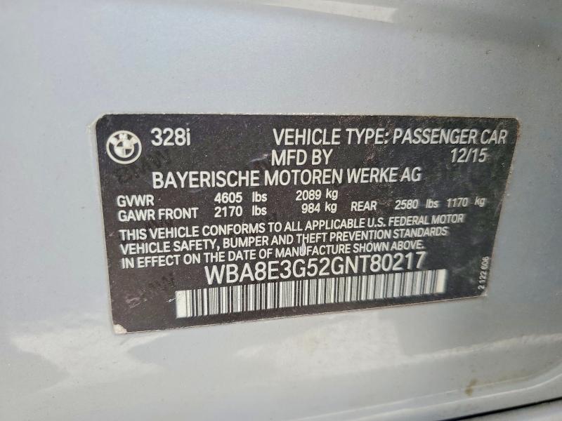 Aukcja sprzedaży 2016 Bmw 328, vin: WBA8E3G52GNT80217, numer aukcji: 61415146