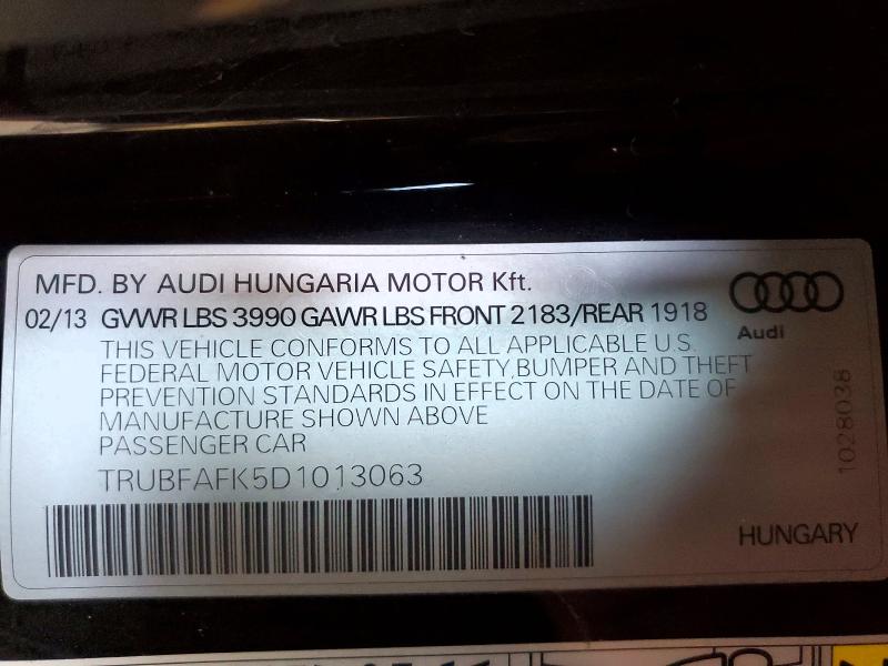 Aukcja sprzedaży 2013 Audi Tt, vin: TRUBFAFK5D1013063, numer aukcji: 60677316