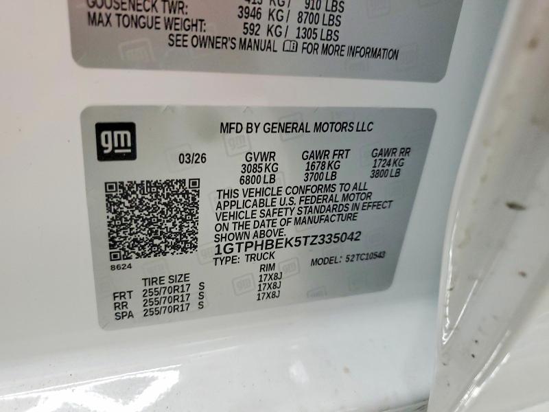 66164206 :رقم المزاد ، 1GTPHBEK5TZ335042 vin ، 2026 Gmc Sierra مزاد بيع