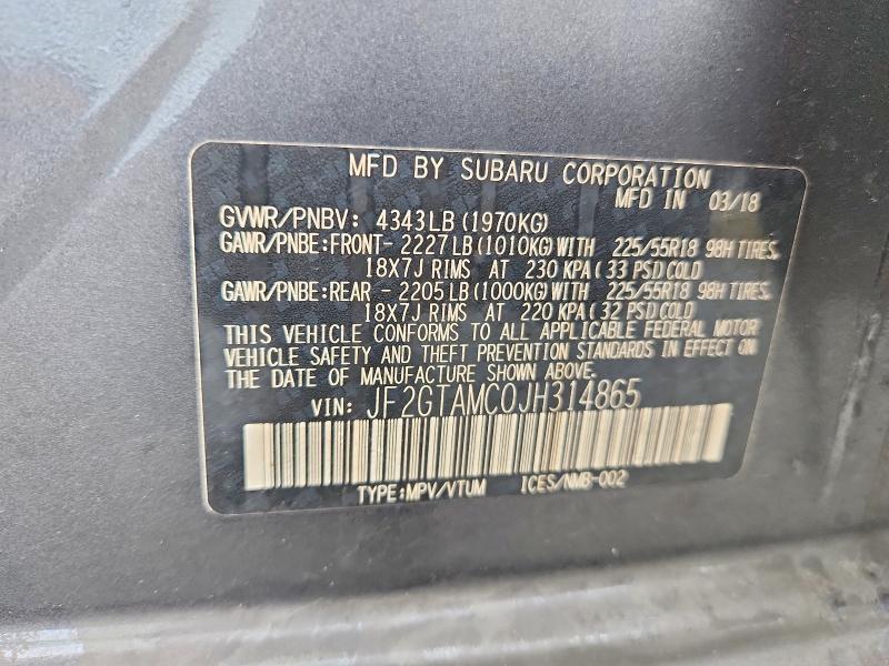Продажа на аукционе авто 2018 Subaru Crosstrek, vin: JF2GTAMC0JH314865, номер лота: 62767996