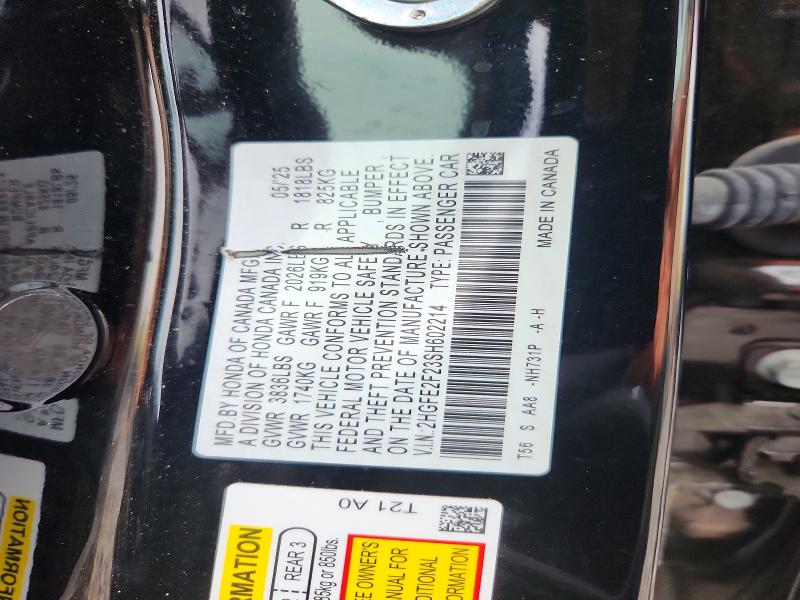 Aukcja sprzedaży 2025 Honda Civic, vin: 2HGFE2F23SH602214, numer aukcji: 61721566