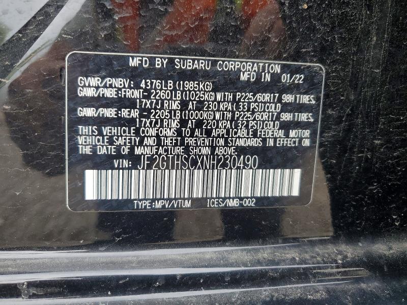 2022 Subaru Crosstrek მანქანა იყიდება აუქციონზე, vin: JF2GTHSCXNH230490, აუქციონის ნომერი: 61667276