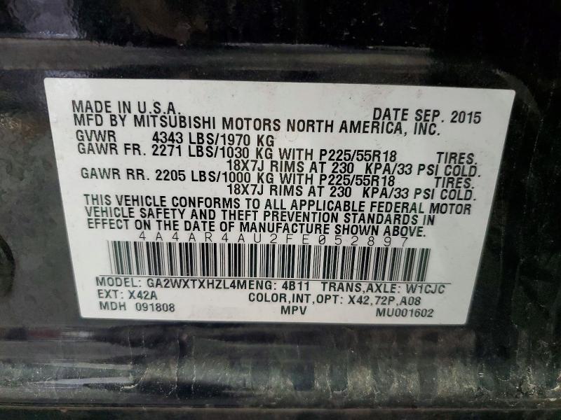 Aukcja sprzedaży 2015 Mitsubishi Outlander Sport, vin: 4A4AR4AU2FE052897, numer aukcji: 59673946