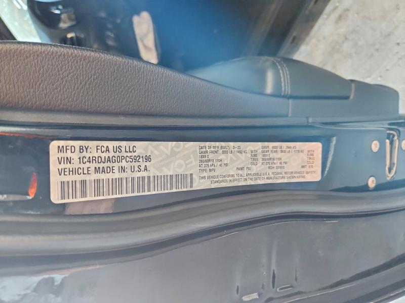 2023 Dodge Durango მანქანა იყიდება აუქციონზე, vin: 1C4RDJAG0PC592196, აუქციონის ნომერი: 59689526