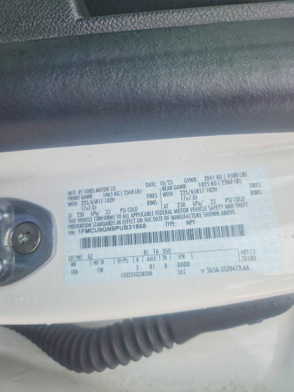 2023 Ford Escape მანქანა იყიდება აუქციონზე, vin: 1FMCU9GN9PUB31868, აუქციონის ნომერი: 61233996