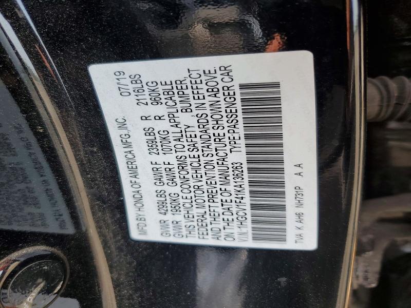 Продажа на аукционе авто 2019 Honda Accord, vin: 1HGCV1F41KA136263, номер лота: 61435056