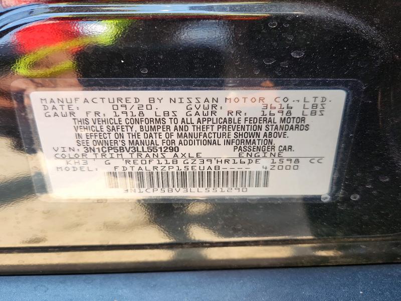 61875056 :رقم المزاد ، 3N1CP5BV3LL551290 vin ، 2020 Nissan Kicks مزاد بيع
