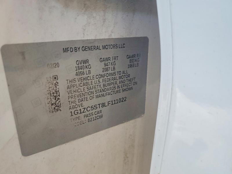 85986475 :رقم المزاد ، 1G1ZC5ST8LF111022 vin ، 2020 Chevrolet Malibu مزاد بيع