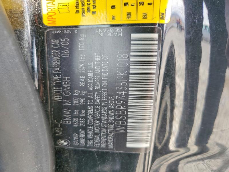 Продажа на аукционе авто 2005 Bmw M3, vin: WBSBR93435PK10181, номер лота: 95589035
