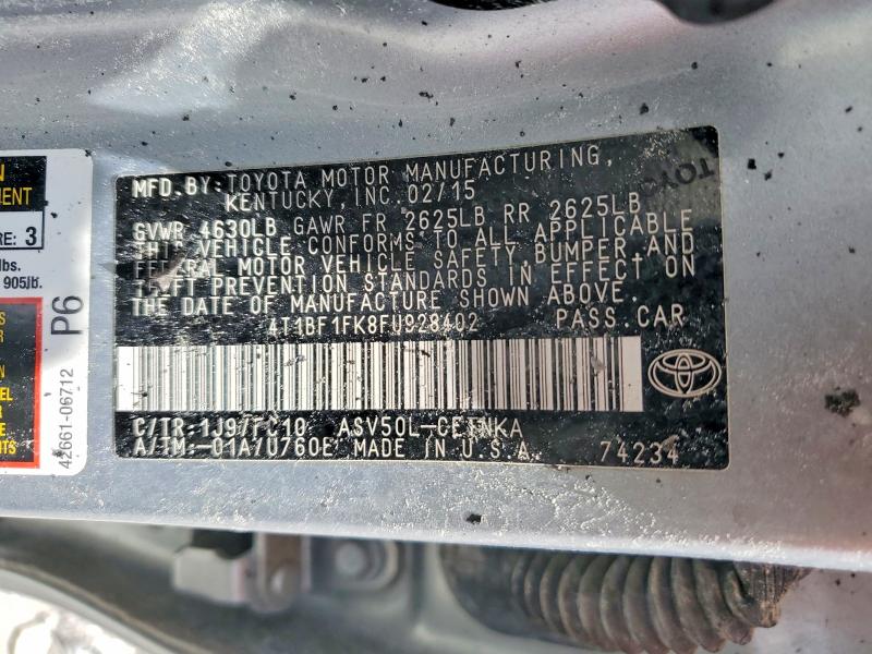 Продажа на аукционе авто 2015 Toyota Camry, vin: 4T1BF1FK8FU928402, номер лота: 61374276