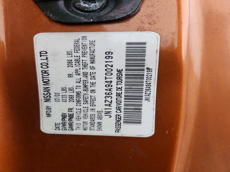 2004 Nissan 350z მანქანა იყიდება აუქციონზე, vin: JN1AZ36A94T002199, აუქციონის ნომერი: 62161156