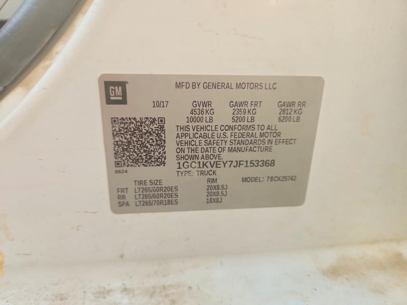Продаж на аукціоні авто 2018 Chevrolet Silverado, vin: 1GC1KVEY7JF153368, номер лоту: 61712336