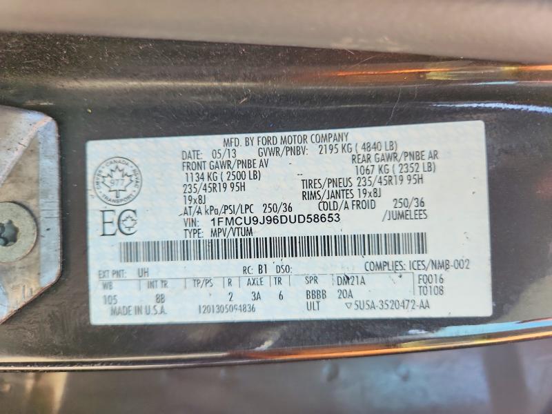 60818566 :رقم المزاد ، 1FMCU9J96DUD58653 vin ، 2013 Ford Escape مزاد بيع