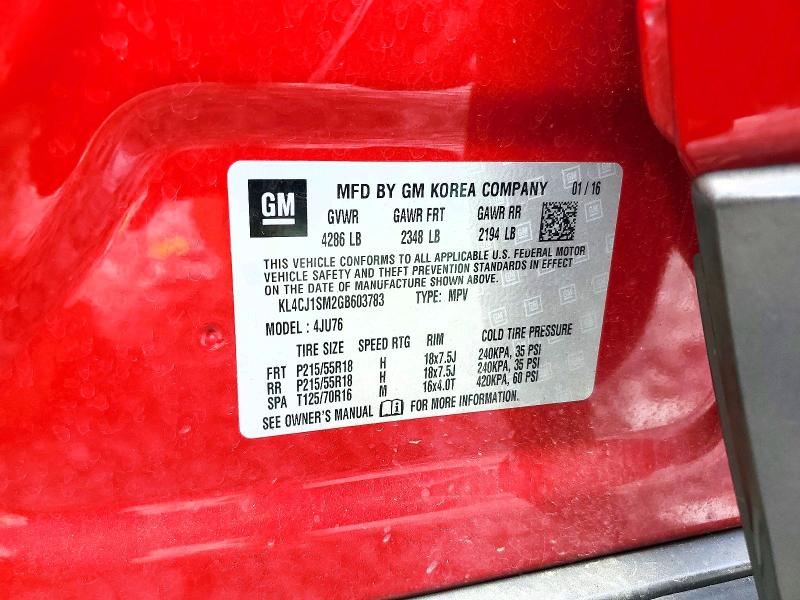 Продаж на аукціоні авто 2016 Buick Encore, vin: KL4CJ1SM2GB603783, номер лоту: 60390796