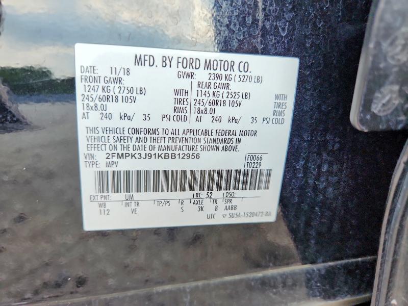 Продажа на аукционе авто 2019 Ford Edge, vin: 2FMPK3J91KBB12956, номер лота: 61150176
