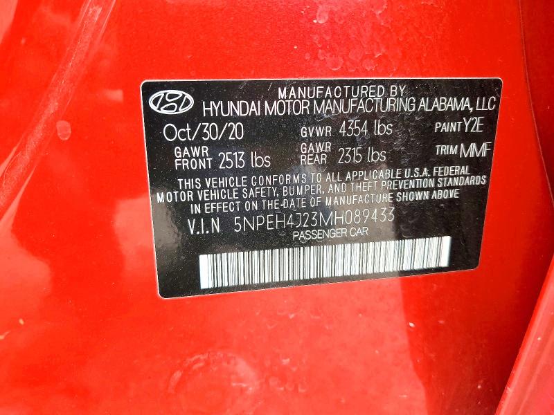 Продаж на аукціоні авто 2021 Hyundai Sonata, vin: 5NPEH4J23MH089433, номер лоту: 62306106