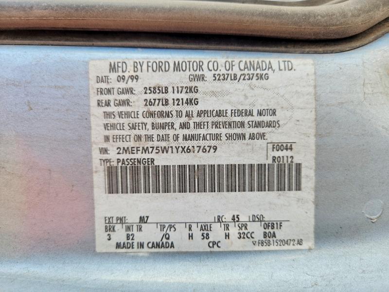 Продажа на аукционе авто 2000 Mercury Grand Marquis, vin: 2MEFM75W1YX617679, номер лота: 60393166