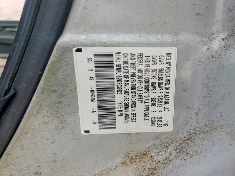 Продаж на аукціоні авто 2002 Honda Odyssey, vin: 5FNRL18992B039925, номер лоту: 61719506