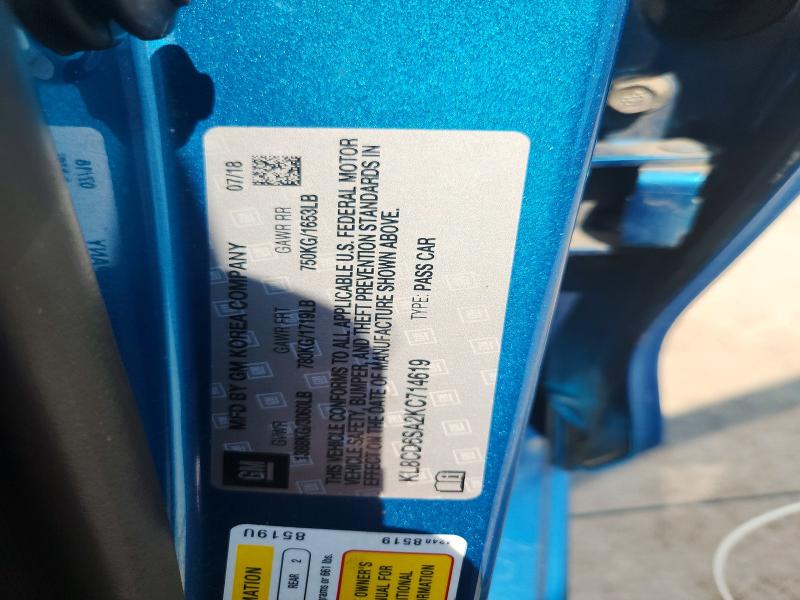 62634946 :رقم المزاد ، KL8CD6SA2KC714619 vin ، 2019 Chevrolet Spark مزاد بيع